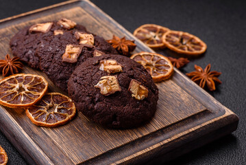 Sweet chocolate cookies made at home