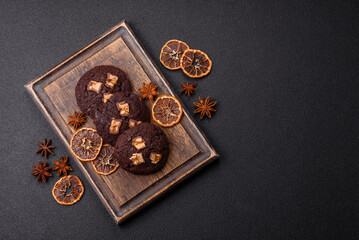 Sweet chocolate cookies made at home