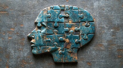 Puzzle head symbolizing mental health and cognitive challenges