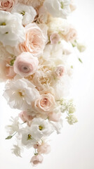 Elegant vertical bridal bouquet with soft pastel roses for weddings and floral design