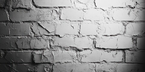 Weathered white brick wall with a soft light shining from the top.