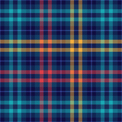 Plaid seamless pattern. Check blue color. Repeating tartan checks design. Repeated scottish fall flannel. Madras fabric print. Geometric wool lattice. Repeat abstract ekose unisex. Vector illustration