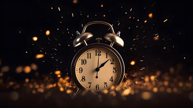 A minimalistic New Years Eve countdown clock showing one minute to midnight AI generated illustration