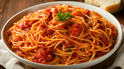 Delicious Spaghetti with Marinara Sauce, pasta, italian food, tomato sauce, dinner, lunch