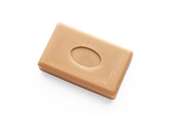 Handcrafted Natural Olive Soap Bar Isolated on White Background, skincare hygiene washing product