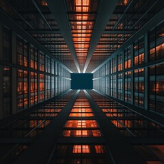 Fototapeta premium Bottom up view of big modern Reflective skyscraper business office buildings
