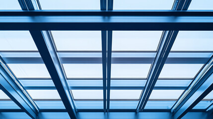 Metal intersecting beams creating geometric pattern. Abstract background. Metal bridge structures. Steel use for bridge construction.