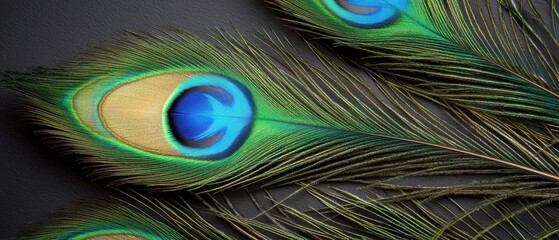 Obraz premium Vibrant peacock feather close-up