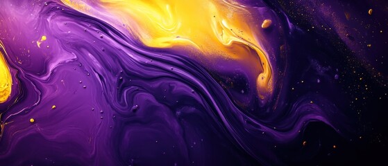 abstract background with yellow and purple liquid