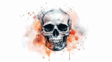 Cursed skull speaking riddles on bone-white watercolor backdrop. Enigma. Illustration