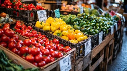 Obraz premium Colorful fresh produce at an outdoor market