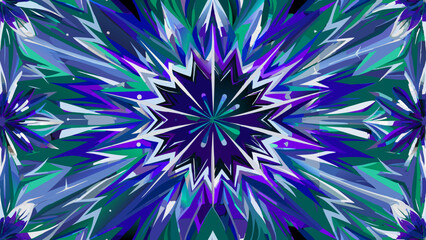 Obraz premium Sharp abstract geometric pattern in blue and green tones