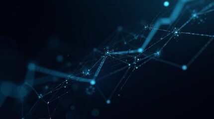 Data Technology Background with Connecting Dots and Lines 3D Rendering on Dark Background