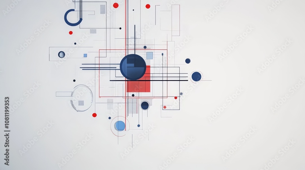 Poster abstract tech network: geometric shapes and lines intertwine, creating a visual representation of a 