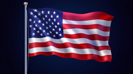 Obraz premium illustration of united states flag on blue background and copy space