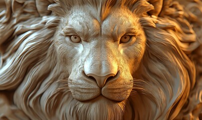 Naklejka premium Rendering mighty fantasy lion head animal wildlife