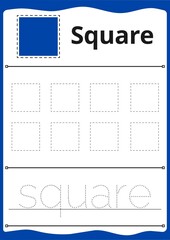 trace the square shape around the contour. learning for children, drawing tasks,woorksheet activity,printable template