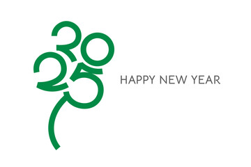 Creative 2025 Happy New Year Logo shaped to Four Leaf Clover Design. Wish of Good Luck.
