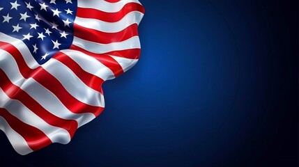 Obraz premium illustration of united states flag on blue background and copy space