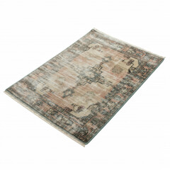 Vintage ornate persian rug with geometric patterns and earth tones