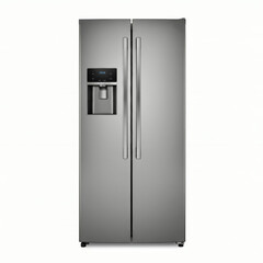Modern stainless steel refrigerator with water dispenser and digital display