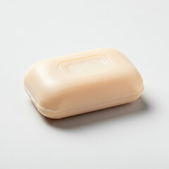 Minimalist soap bar on white background: clean, simple, hygiene aesthetic