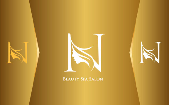 Letter N Beauty Spa and Salon Logo Luxury Color