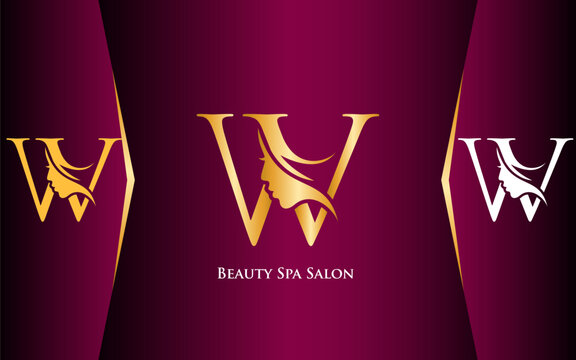 Letter W Beauty Spa and Salon Logo Luxury Color