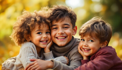 Fototapeta premium Kids enjoying quality time with their families, showcasing love, togetherness, and strong family bonds.