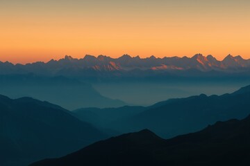 Fototapeta premium The mountains are covered in a thick layer of fog, creating a serene