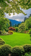 Sunlit spring garden filled with colorful flowers and thriving greenery.