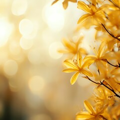 Fototapeta premium Spring yellow flowers blooming under a bright, clear blue sky.