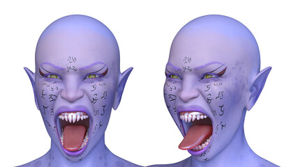 女性エイリアンの顔　3DCGレンダリング