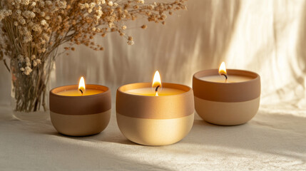"Eco Serenity: Handmade Olive Wax Candles on a Duotone Background"
