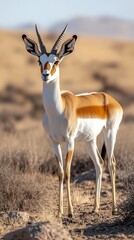 Wild Springboks in Etosha National Park, Namibia, amid natural beauty.