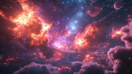 Naklejka premium A breathtaking cosmic scene filled with vibrant colors and swirling clouds.