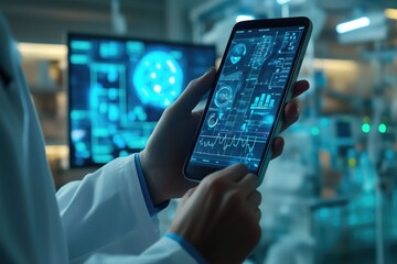 Smart Medical Doctor Working with Modern Computer Interface, Future Digital Engineering Healthcare Equipment Concept	