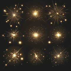 Naklejka premium Cosmic galaxy filled with radiant golden stars against dark sky.