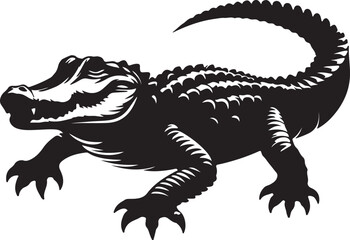 Alligator Silhouette Vector Art on White Background - Powerful Reptile Icon Design

