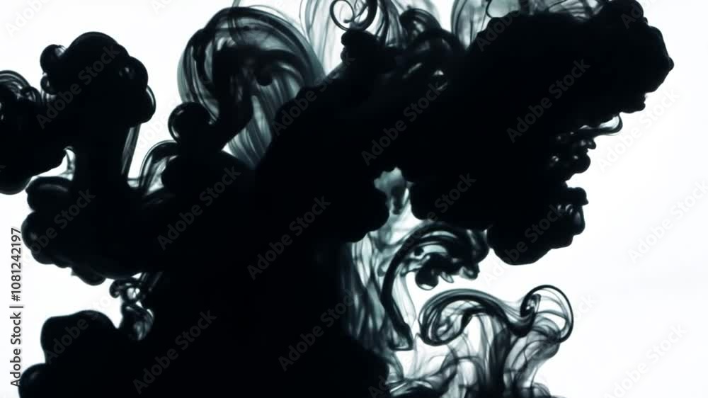 Poster Black Ink Swirling in Water Creating a Mesmerizing Transition Effect Generative AI