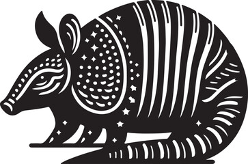 Armadillo Silhouette Vector Art on White Background - Armored Mammal Icon Design

