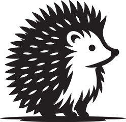 Hedgehog Silhouette Vector Art on White Background - Cute Forest Animal Icon Design

