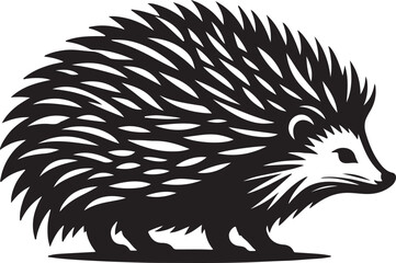 Hedgehog Silhouette Vector Art on White Background - Cute Forest Animal Icon Design

