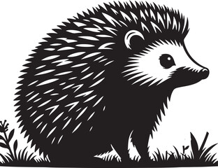 Hedgehog Silhouette Vector Art on White Background - Cute Forest Animal Icon Design

