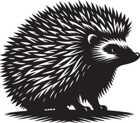 Hedgehog Silhouette Vector Art on White Background - Cute Forest Animal Icon Design

