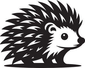 Hedgehog Silhouette Vector Art on White Background - Cute Forest Animal Icon Design

