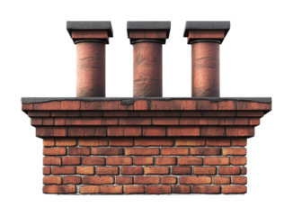 Wall-shaped chimney on a white background. isolated background.