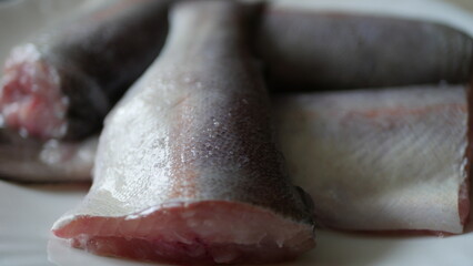 Pieces of trout on a plate
