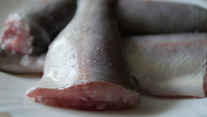 Pieces of trout on a plate
