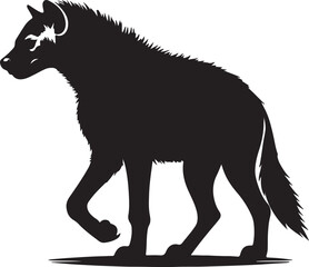 Hyena Silhouette Vector Art on White Background - Wild Scavenger Animal Icon Design

